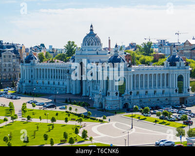 Luftaufnahme des Ministeriums für Landwirtschaft und Ernährung (Palast der Landwirte) in Kasan, Republik Tatarstan, Russland Stockfoto