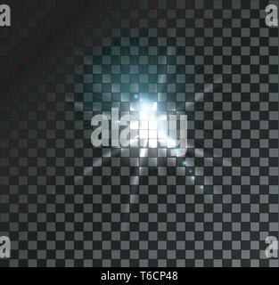 Glühende starburst flare Light Effect Vektor in Weiß und Blau Stock Vektor