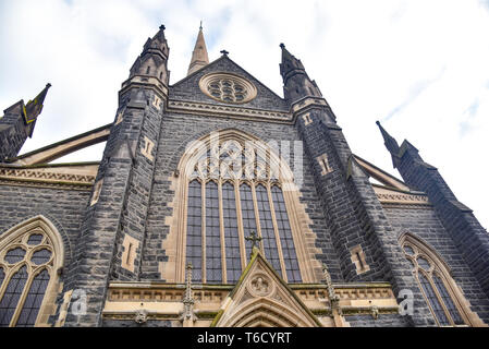 Fassade der St. Patrick's Cathedral in Melbourne City Stockfoto