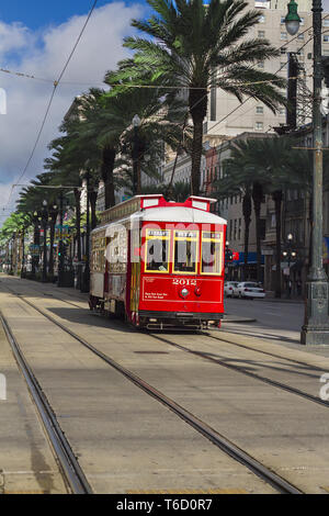 New Orleans, Canal Street Straßenbahn Stockfoto