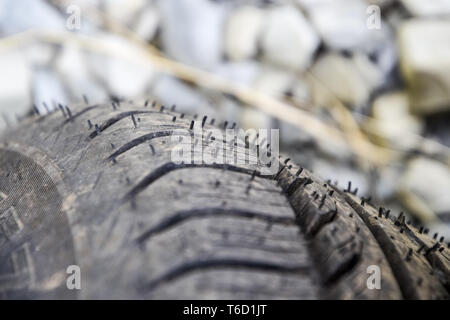 Oberfläche der neuen Reifen. Neues Auto Räder. Neue Reifen. Stockfoto