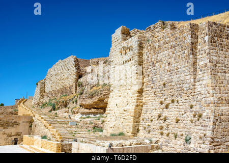 Jordanien, Karak Governatorat, Al-Karak. Kerak Castle, 12. Jahrhundert Crusader Castle, eine der größten Burgen der Kreuzritter in der Levante. Stockfoto