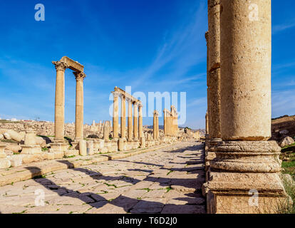 Colonnaded Straße oder Cardo, Jerash, Jerash Governorate, Jordanien Stockfoto