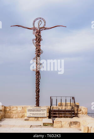 Eherne Schlange Denkmal, Berg Nebo, Madaba Governorate, Jordanien Stockfoto