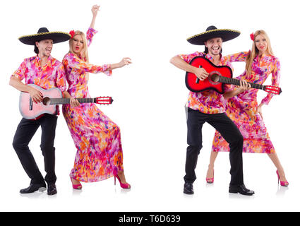 Spanische paar Gitarre spielen und tanzen Stockfoto