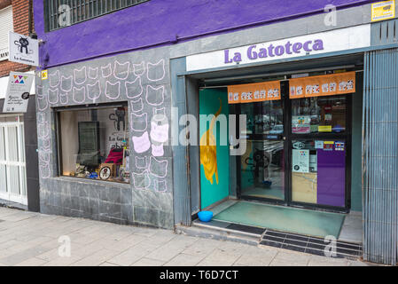 La Gatoteca Tierheim für Katzen in der Calle Argumosa Straße in Madrid, Spanien Stockfoto