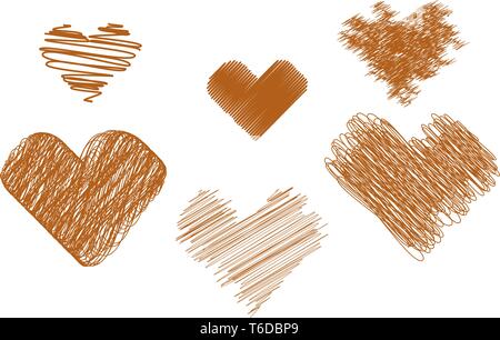 Satz von Scribbled hand gezeichnete Skizze Herzen für Valentines Tag design Vector Illustration Stock Vektor