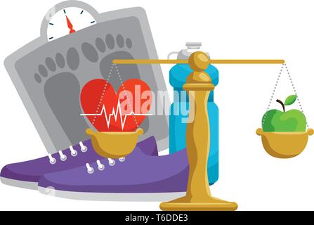 Herz cardio mit gesunden Lebensstil Symbole Stock Vektor