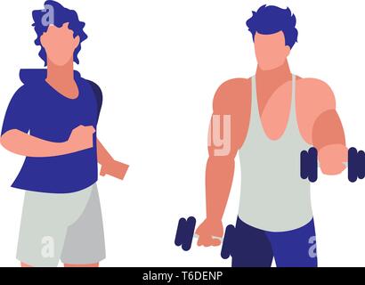 Athletische Männer, Gewichtheben und Vector Illustration Design Stock Vektor