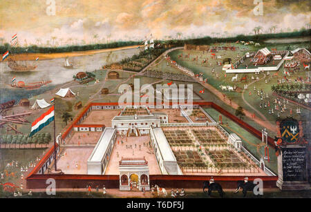 Die Trading Post der Dutch East India Company (VOC) in Hooghly, Bengalen, Indien von Hendrik van Schuylenburgh, 1665 Stockfoto