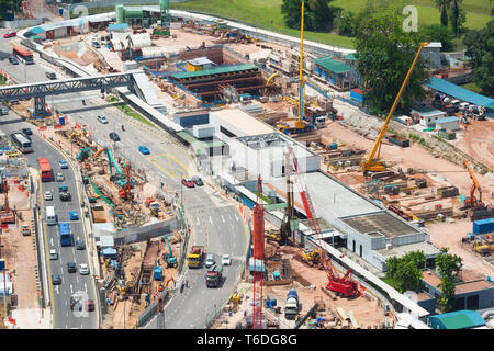 Baustelle. Luftaufnahme. Singapur Stockfoto