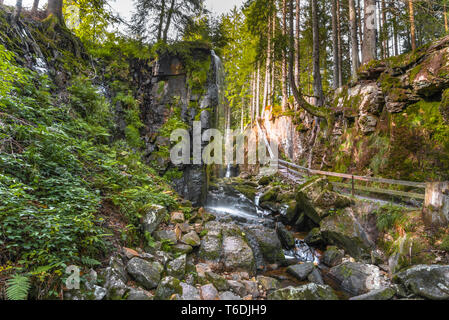 Die Wasserfälle von Menzenschwand, Hochschwarzwald, Deutschland, Cascade in eine Schlucht Stockfoto