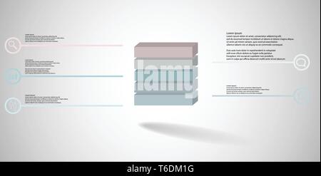 3D-Illustration Infografik Vorlage mit geprägtem Cube aufgeteilt auf fünf Teile Stock Vektor