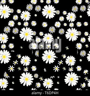 Schöne Streublümchen floral Nahtlose auf schwarzem Hintergrund Stock Vektor