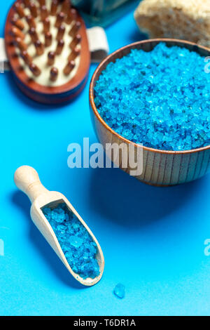 Spa mit blau Blaue Meer Salz Salz. Stockfoto