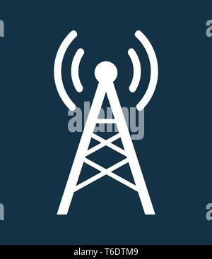 Kommunikation Funk turm mit Wellen Web Icon Symbol Stock Vektor