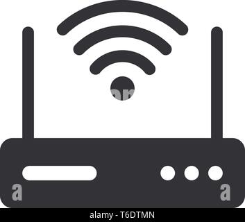 Internet Router Symbol Modem mit WLAN-Signal Stock Vektor