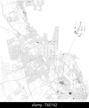 Satelliten Karte von Dammam. Es ist die Hauptstadt der östlichen Provinz Saudi-Arabiens. Karte von Straßen und Gebäuden in der Innenstadt entfernt. Asien Stock Vektor