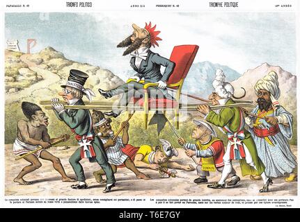 Politischen Triumph, durch satirische Karikatur wöchentliche Il Papagallo 1884 Stockfoto