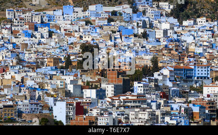 Blaue Stadt Tanger in Marokko Stockfoto