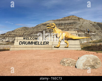 Drumheller, Alberta, Kanada 18. April 2019 die weltweit größte Dinosaurier Dinosaurier, die Hauptstadt der Welt, Reisen Alberta, historische Stadt, Tourismus, Museum Stockfoto