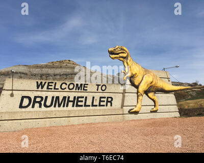 Drumheller, Alberta, Kanada 18. April 2019: Die weltweit größte Dinosaurier Dinosaurier, die Hauptstadt der Welt, Reisen Alberta, historische Stadt, Tourismus, Museum, Urlaub, Sehenswürdigkeiten, Geschichte Stockfoto