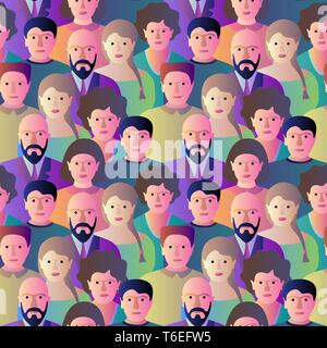 Gruppe von Menschen, die eine nahtlose Muster. Bunte vektor Illustration. Gradient modern Flat Style Design Stock Vektor