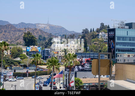 Hollywood Sign Stadtbild Blick von Hollywood Boulevard, Los Angeles, Kalifornien, USA Stockfoto