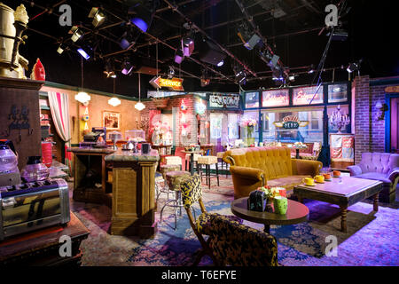 Central Perk Cafe film Reihe von weltberühmten Sitcom "Friends" bei Warner Bros Studio Tour Hollywood in Los Angeles, Kalifornien, USA Stockfoto