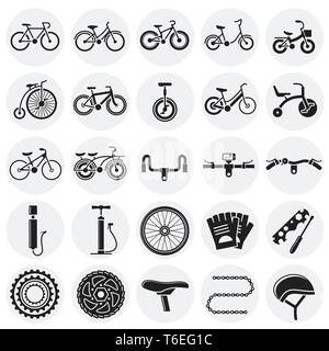 Fahrrad ähnliche Symbole auf Kreise Hintergrund für Grafik- und Webdesign. Einfachen Vektor unterzeichnen. Internet Konzept Symbol für Website Taste oder Mobile Stock Vektor