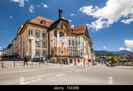 Wunderschön bemalte Haus in Bad Tölz, Bayern Stockfoto