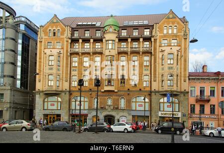 Wohnhaus im Art Nouveau Stil auf vladimirsky Prospekt Stockfoto