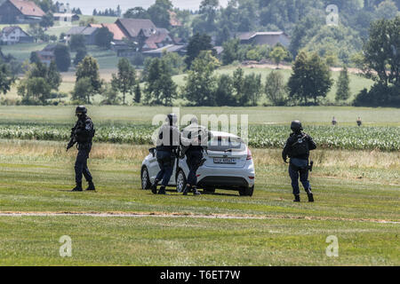 Special Unit lynx der Luzerner Polizei während einer Übung, Beromünster, Luzern, Schweiz, Europ. Stockfoto