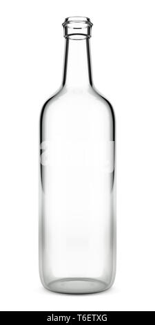 leere Glasflasche isoliert auf weißem Hintergrund Stockfoto