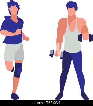 Athletische Männer, Gewichtheben und Vector Illustration Design Stock Vektor