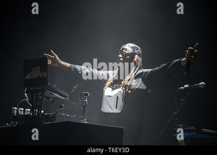 BARCELONA - Okt 17: Justin Bieber- (Rhythm und Blues star) führt im Konzert an Sant Jordi Club Bühne am 17. Oktober in Barcelona, Spanien 2018. Stockfoto