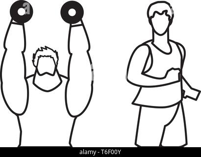 Athletische Männer, Gewichtheben und Vector Illustration Design Stock Vektor