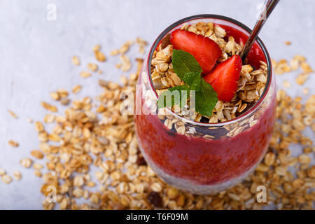 Chia Erdbeere Pudding Stockfoto
