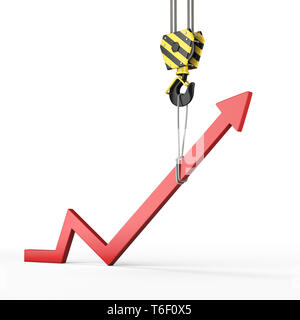 3D-Rendering der Kran mit einem Wachstum chart Stockfoto