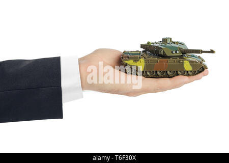 Hand mit Panzer Stockfoto