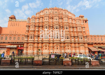 Jaipur, Indien - Februar 01, 2019: Hawa Mahal Palace Palast der Winde in Jaipur. Rajasthan Stockfoto