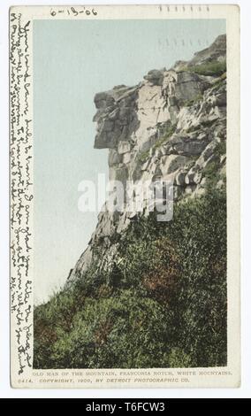 Detroit Publishing Company Ansichtskarte Reproduktion des alten Mannes auf den Berg, Franconia Notch, White Mountains, New Hampshire, 1900. Von der New York Public Library. () Stockfoto