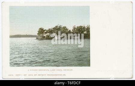 Detroit Publishing Company Ansichtskarte Reproduktion der Sommerresidenz in Lake Orion, Michigan, 1903. Von der New York Public Library. () Stockfoto