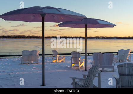 Sugar Beach in Toronto ist ein Strand, der im Jahr 2010 eröffnet und wurde schnell zu einer der beliebtesten Sehenswürdigkeiten der Stadt. Ein Muss! Stockfoto