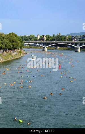 Basel Rhein Schwimmen Stockfoto