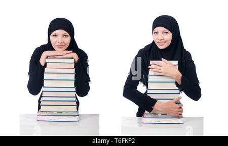 Junge muslimische Schülerin mit Büchern Stockfoto