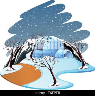 Isolierte winter Szene Landschaft illustration Stock Vektor