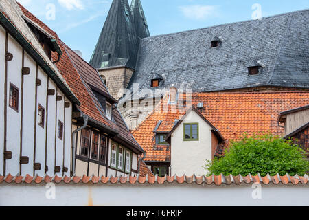 UNESCO-Weltkulturerbe Stadt Quedlinburg, Harz, Sachsen-Anhalt, Deutschland Stockfoto