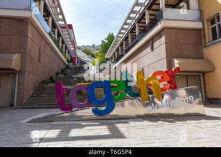 Text zusammen in der Mitte der Stadt Plovdiv - Europäische Kulturhauptstadt 2019 Stockfoto