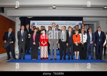 Spanien König Felipe VI während der Lieferung der 36. Ausgabe der Internationalen Journalismus Awards' Rey de España" und die 15. Ausgabe des "Don Quijote" Journalismus Awards in Madrid am Dienstag, 30. April 2019. Cordon drücken Sie Stockfoto